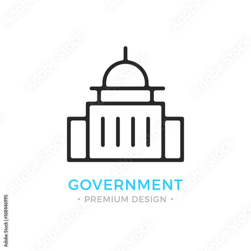 Government icon. Capitol building logo. Premium design. Vector thin line icon