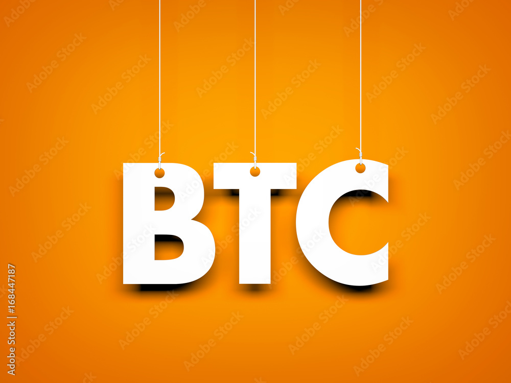 Word BTC - text hanging on the rope. 3d illustration Word BTC - text hanging on the rope. 3d illustration