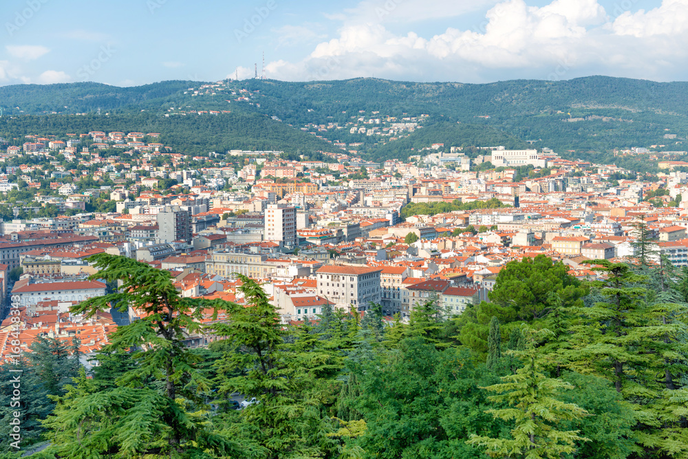 Aerial view to city of Trieste in Italy