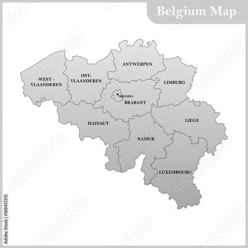The detailed map of the Belgium with regions or states and capital