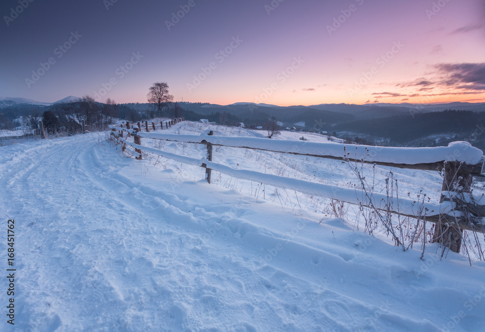 Fantastic evening winter landscape