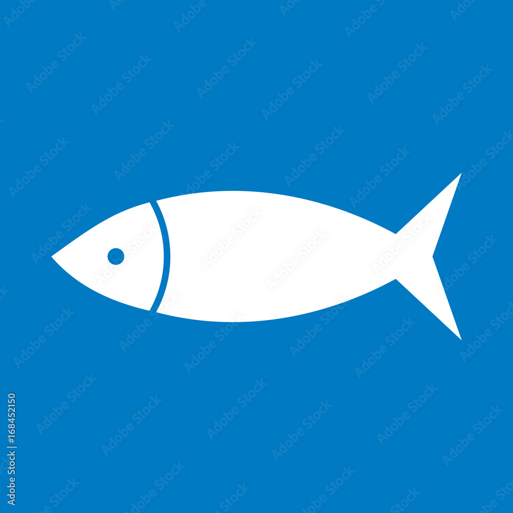 Fisch - Icon, Piktogramm, grafisches Element - weiß, blau - Hintergrund Fisch - Icon, Piktogramm, grafisches Element - weiß, blau - Hintergrund