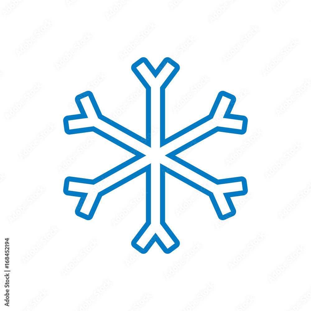Schneeflocke, Eiskristall - Icon, Piktogramm, grafisches Element - blau - outline Schneeflocke, Eiskristall - Icon, Piktogramm, grafisches Element - blau - outline