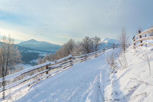 Winter landscape with the road