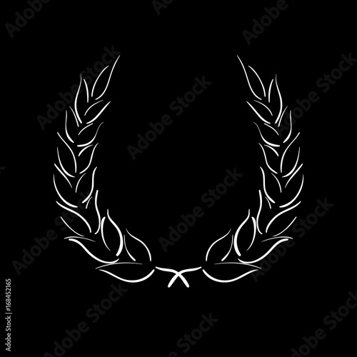 Lorbeerkranz - Icon, Piktogramm, grafisches Element - schwarz, weiß, s/w - Hintergrund