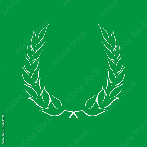 Lorbeerkranz - Icon, Piktogramm, grafisches Element - weiß, grün - Hintergrund