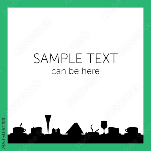 Black tableware silhouettes on table vector template