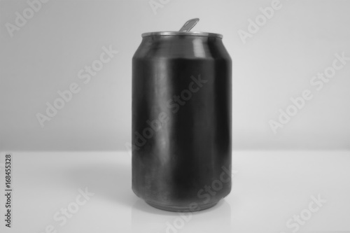 Aluminum Black Soda Can over White Background