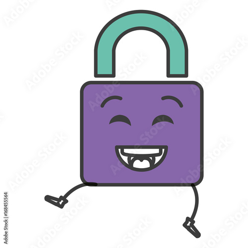 safe secure padlock kawaii character vector illustration design