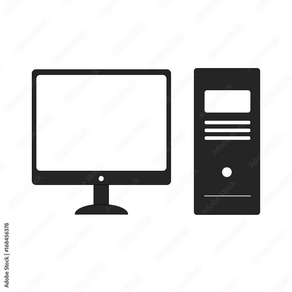 Computer and square monitor icon on white background. PC symbol. Flat Vector illustration EPS10. Computer and square monitor icon on white background. PC symbol. Flat Vector illustration EPS10.