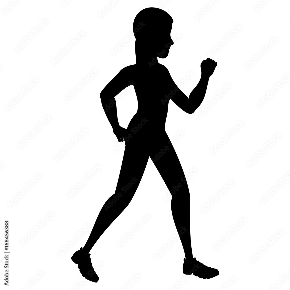 sport woman walking silhouette vector illustration design