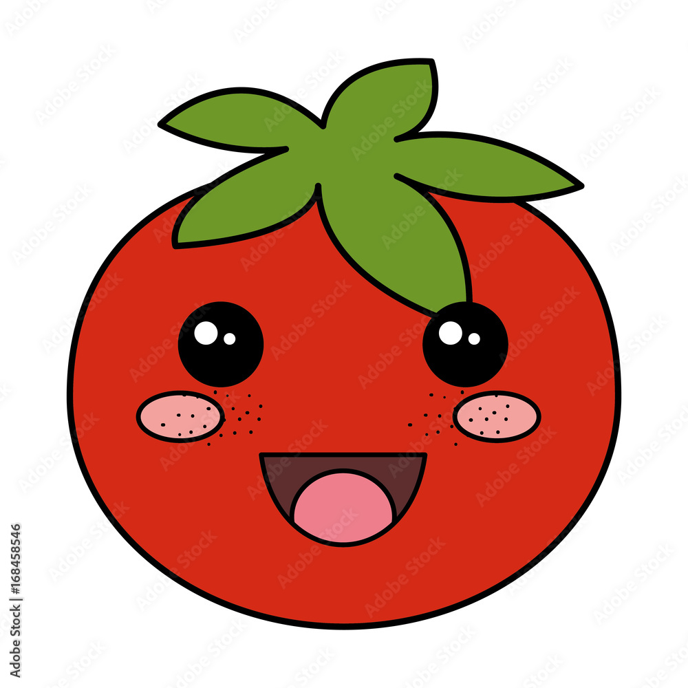 Obraz premium tomato fresh kawaii character vector illustration design
