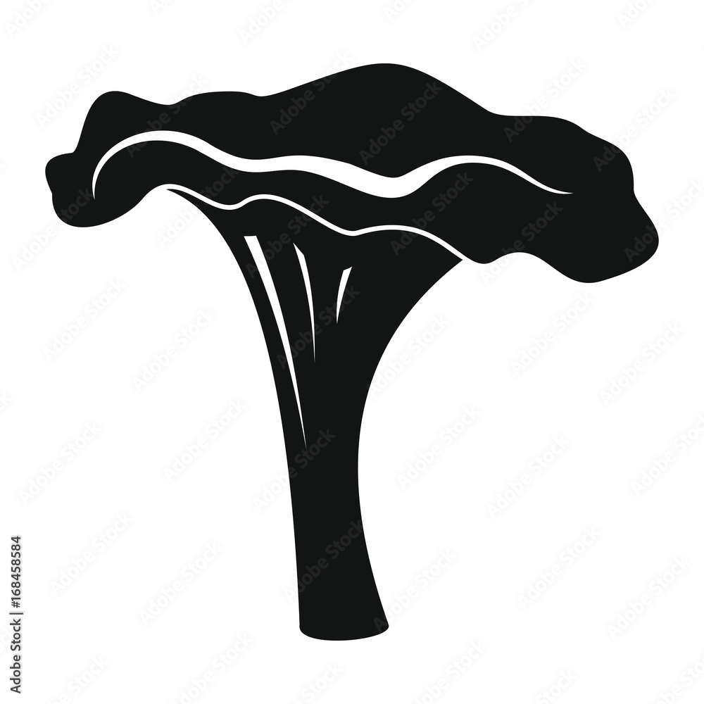 Chanterelle mushroom black icon vector illustration for design and web isolated on white