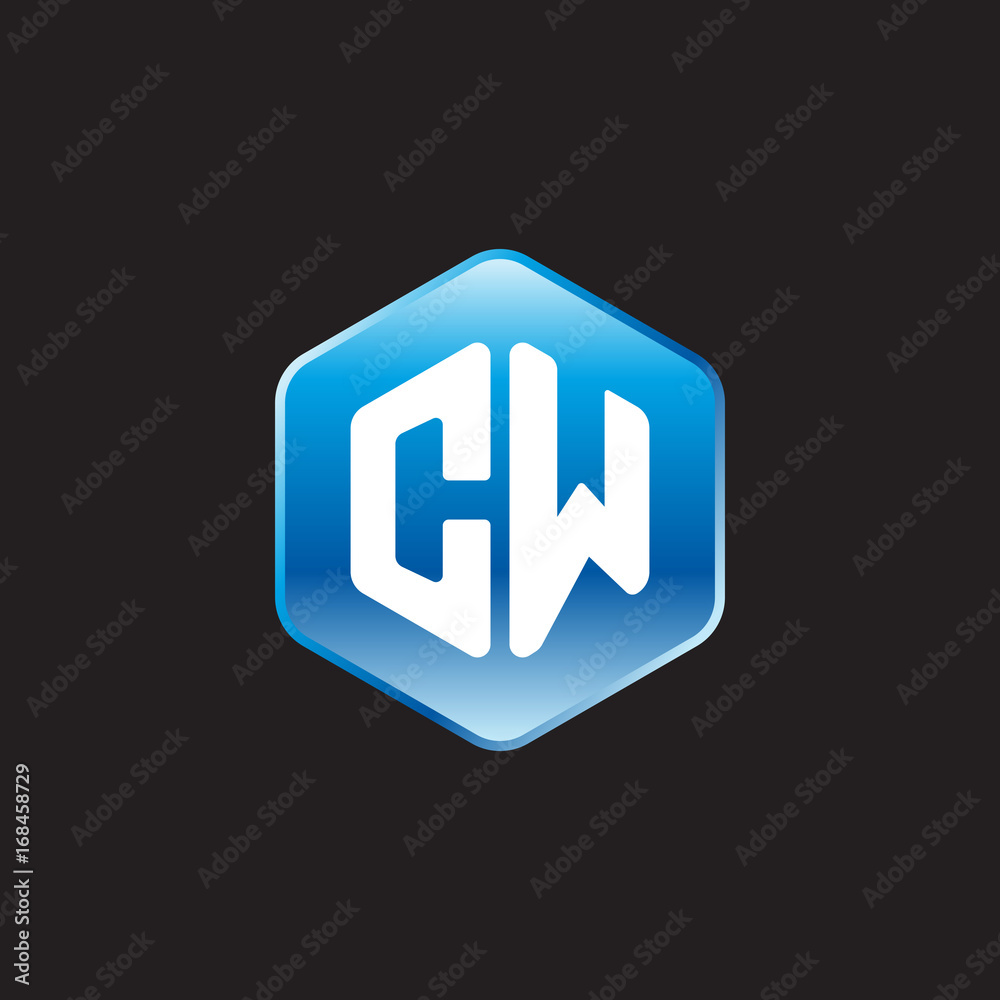 Initial letter CW, modern glossy hexagon logo, gradient blue color on black background
Initial letter CW, modern glossy hexagon logo, gradient blue color on black background