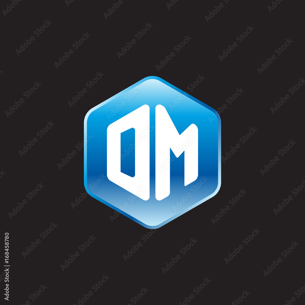 Initial letter DM, modern glossy hexagon logo, gradient blue color on black background
Initial letter DM, modern glossy hexagon logo, gradient blue color on black background