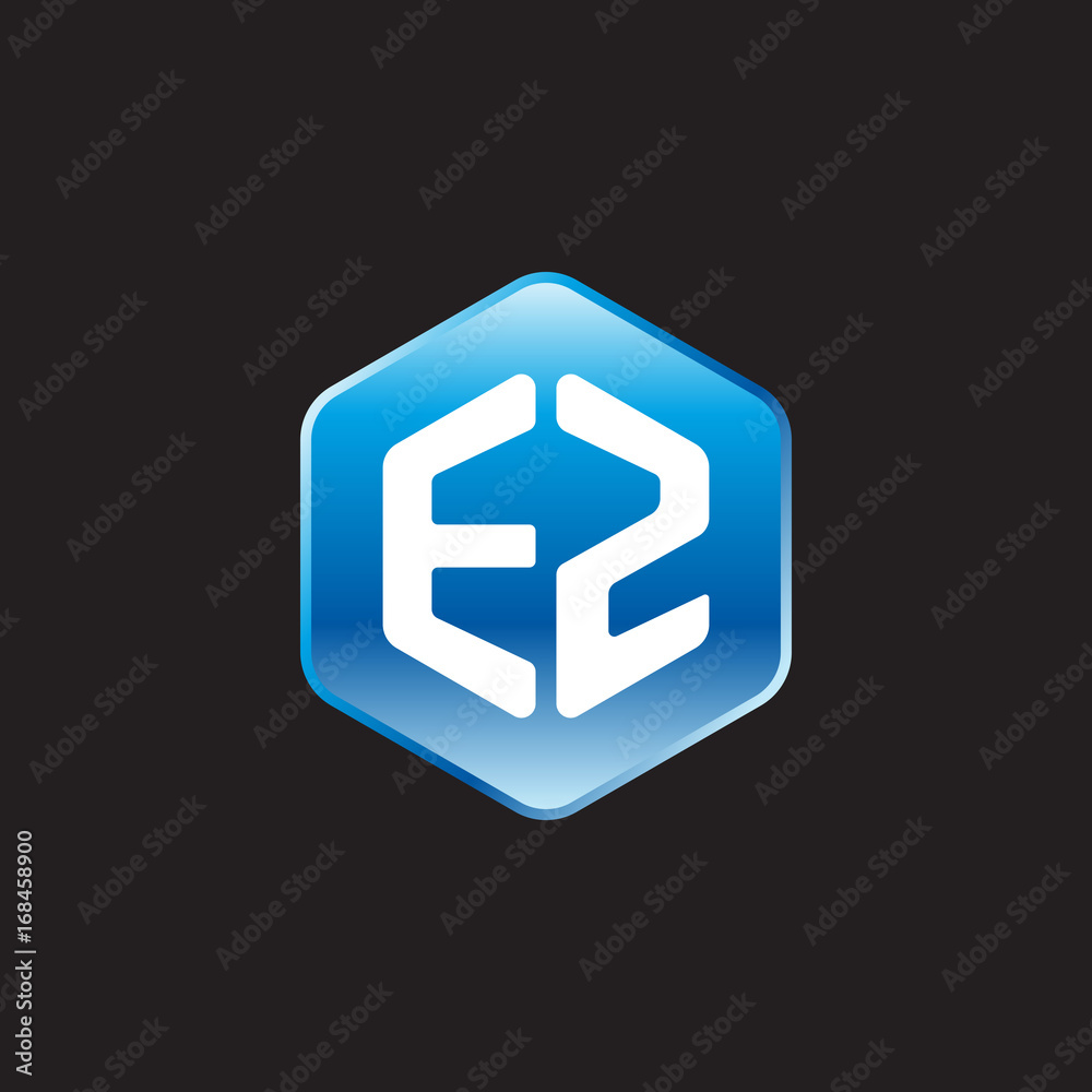 Initial letter EZ, modern glossy hexagon logo, gradient blue color on black background
Initial letter EZ, modern glossy hexagon logo, gradient blue color on black background