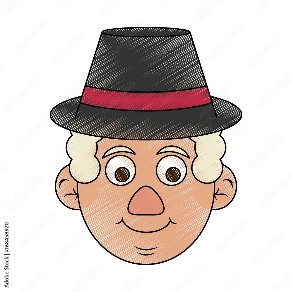 Colorful old man with hat doodle over white background vector illustration