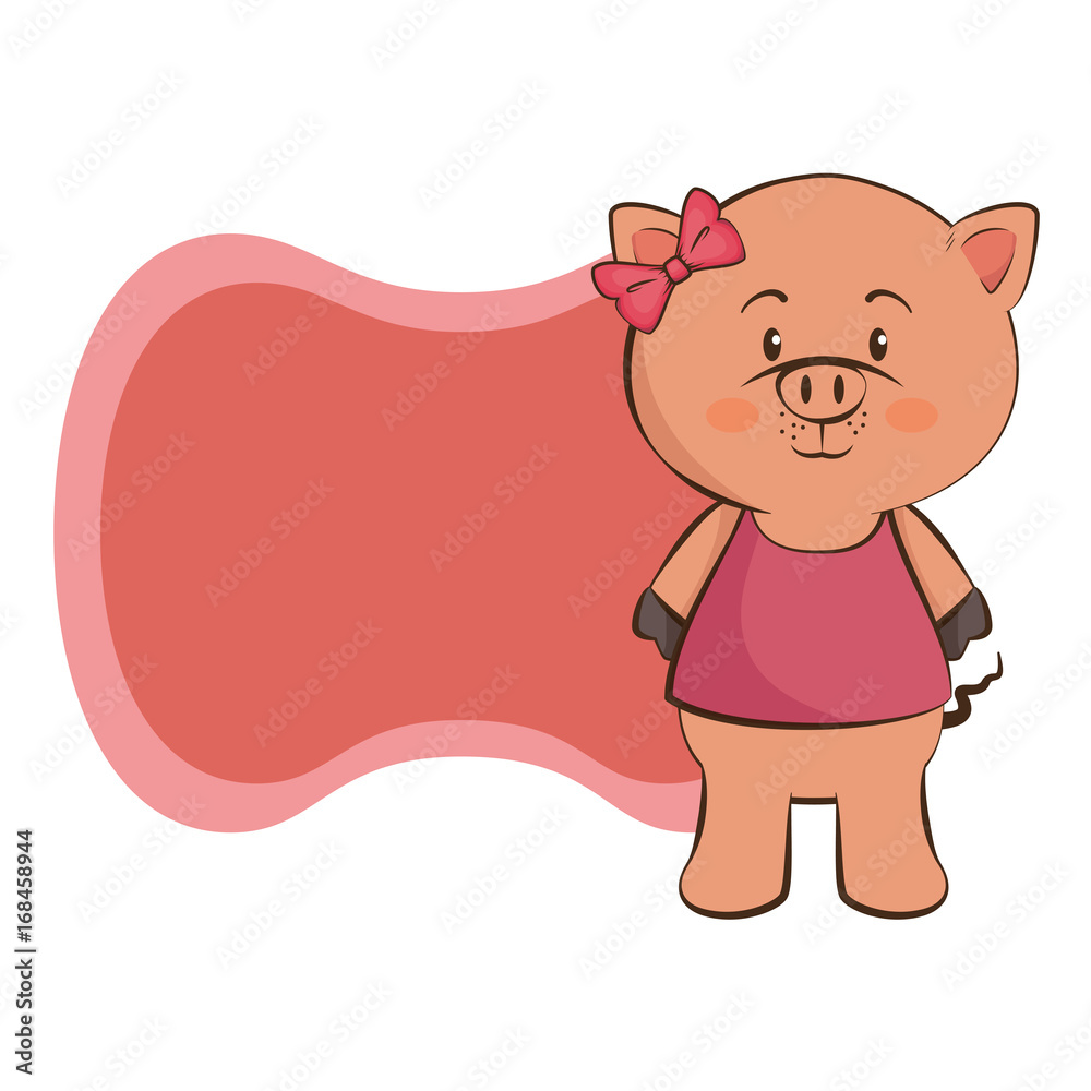 Fototapeta premium baby shower card with pig icon over white background vector illustration