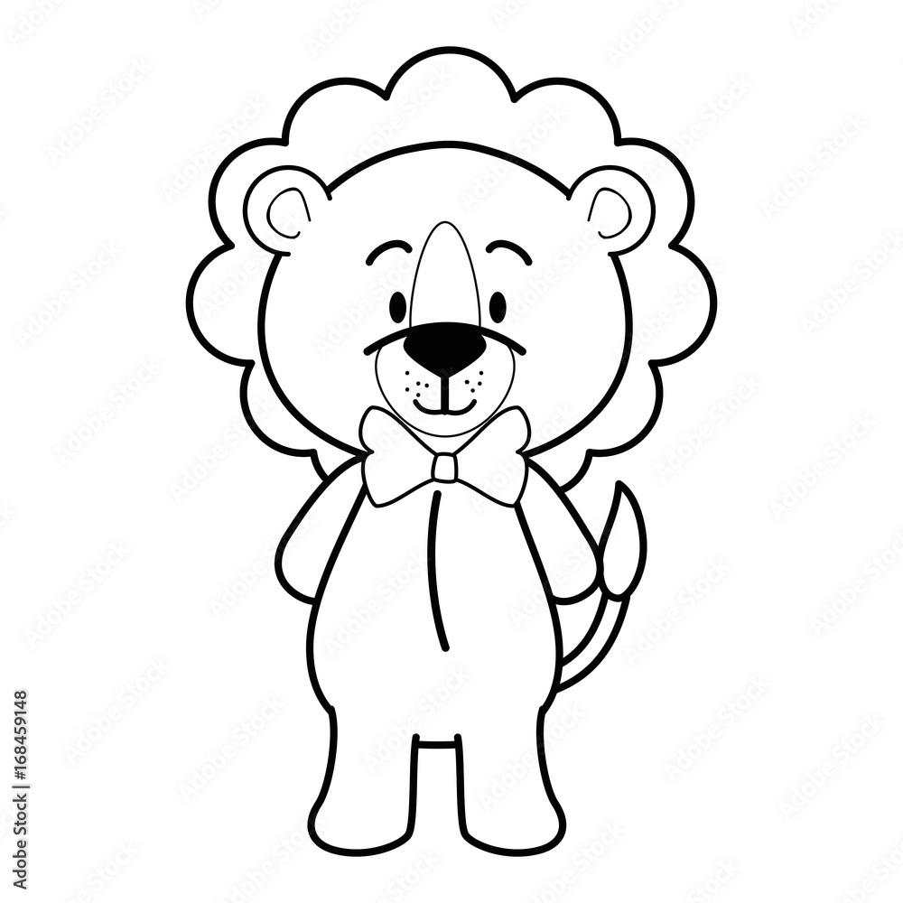 cartoon lion icon over white background vector illustration
