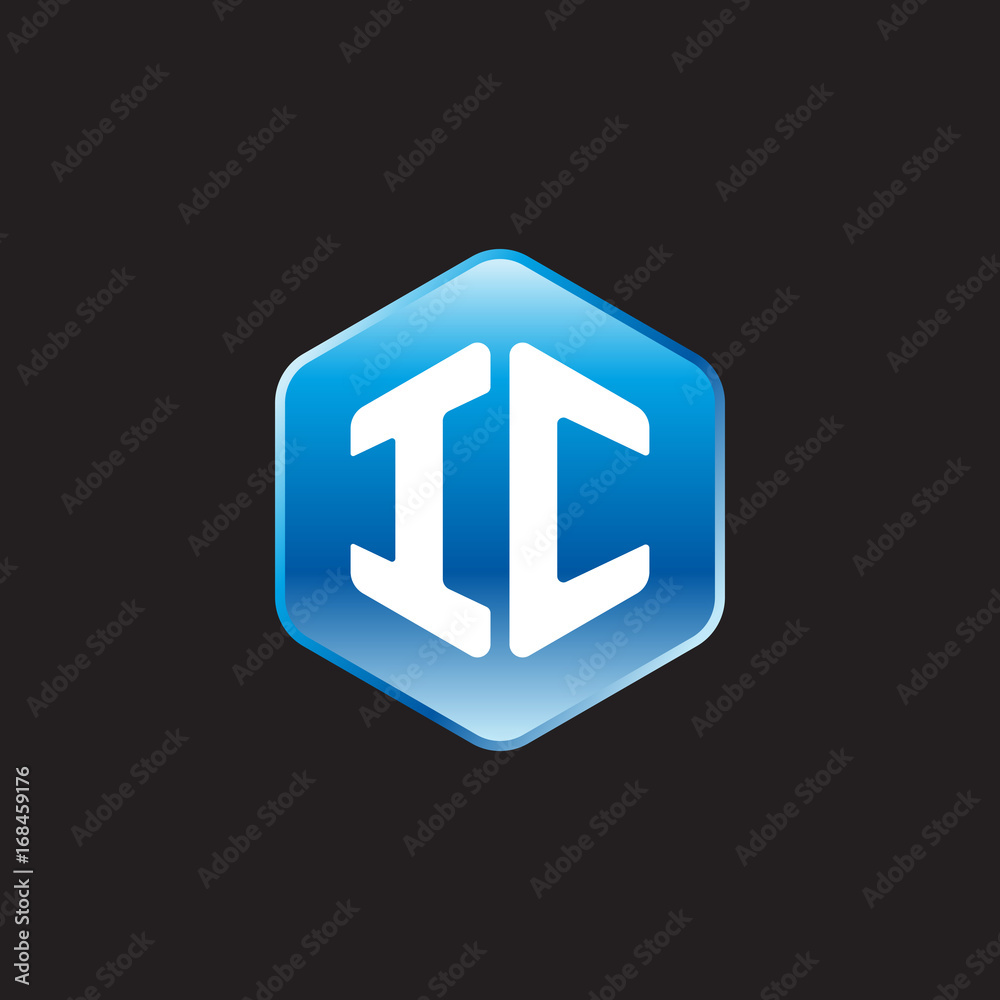 Initial letter IC, modern glossy hexagon logo, gradient blue color on black background
Initial letter IC, modern glossy hexagon logo, gradient blue color on black background