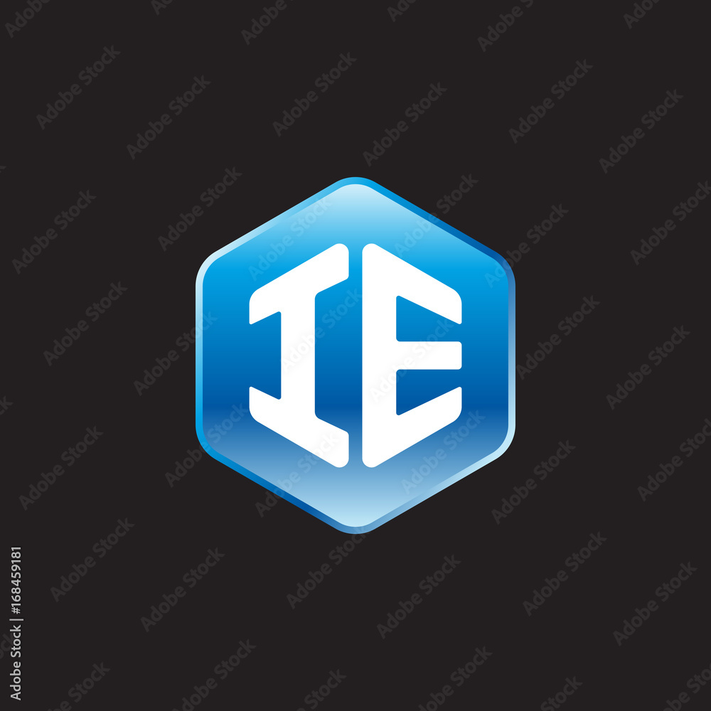 Initial letter IE, modern glossy hexagon logo, gradient blue color on black background
Initial letter IE, modern glossy hexagon logo, gradient blue color on black background