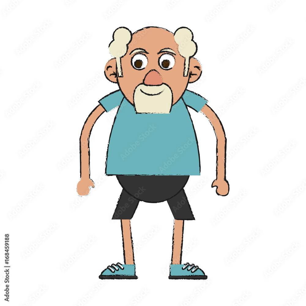 Fototapeta premium Colorful old man doodle over white background vector illustration