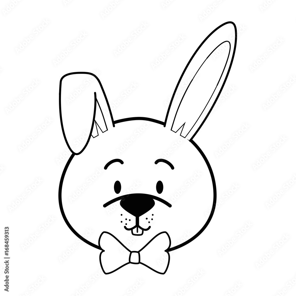 Fototapeta premium cartoon rabbit with bow tie icon over white background vector illustration