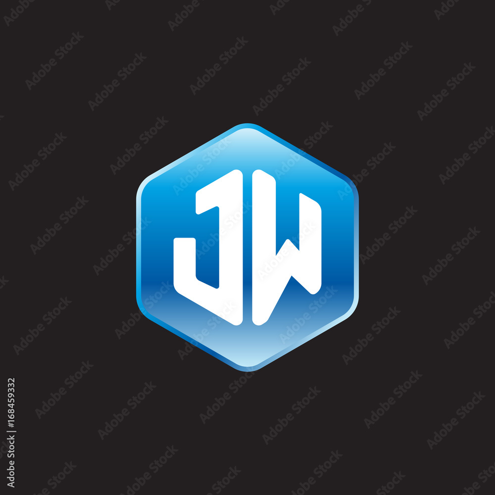 Initial letter JW, modern glossy hexagon logo, gradient blue color on black background
Initial letter JW, modern glossy hexagon logo, gradient blue color on black background