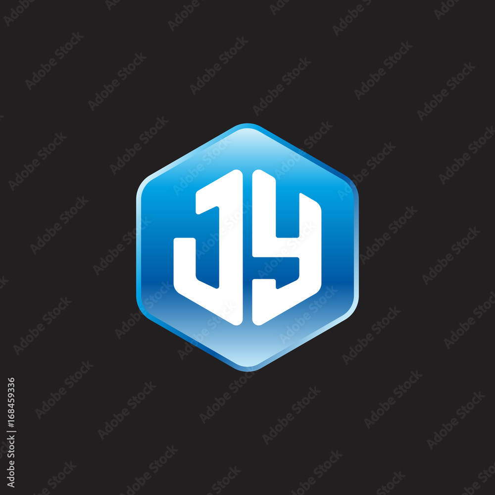 Initial letter JY, modern glossy hexagon logo, gradient blue color on black background
Initial letter JY, modern glossy hexagon logo, gradient blue color on black background
