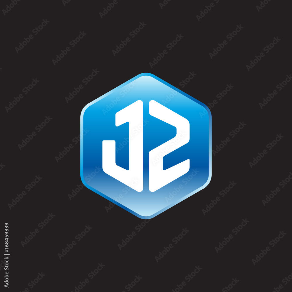 Initial letter JZ, modern glossy hexagon logo, gradient blue color on black background
Initial letter JZ, modern glossy hexagon logo, gradient blue color on black background