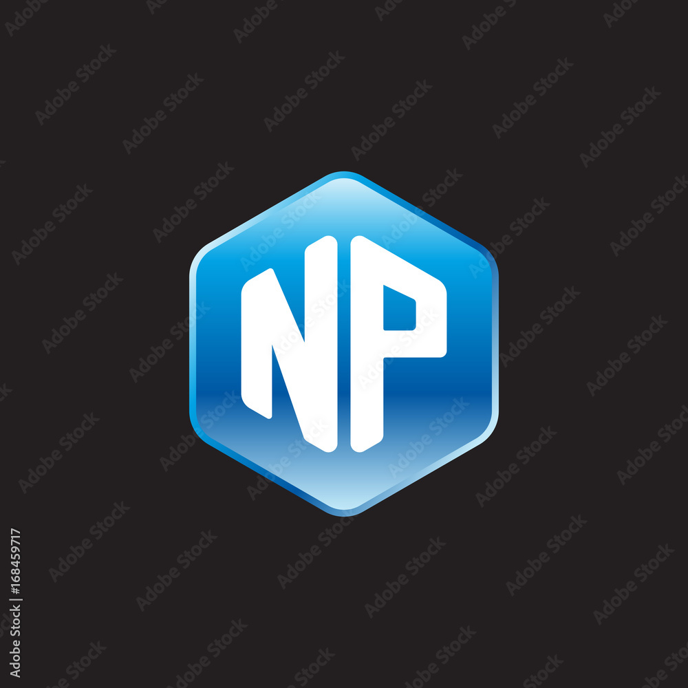 Initial letter NP, modern glossy hexagon logo, gradient blue color on black background
Initial letter NP, modern glossy hexagon logo, gradient blue color on black background