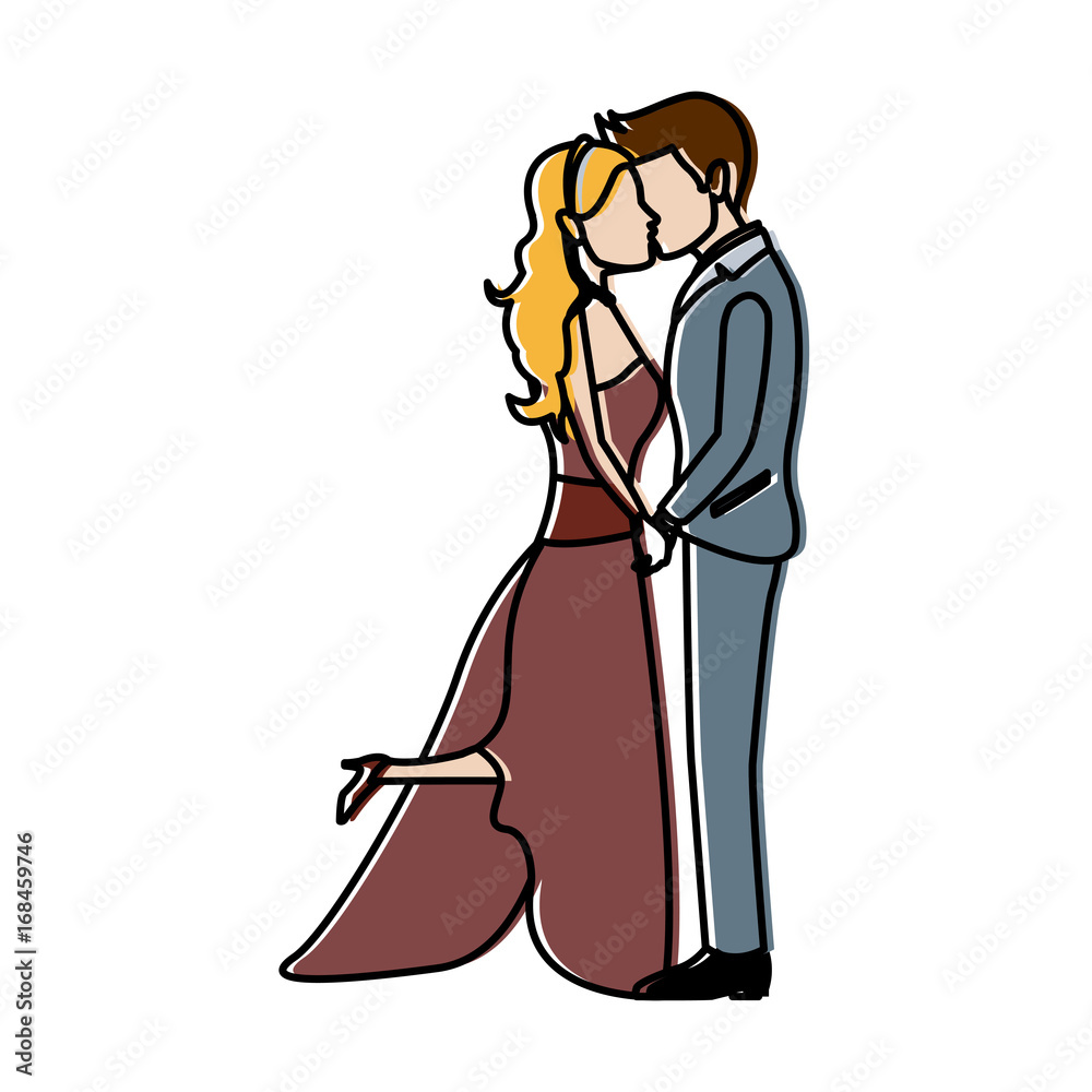 romantic couple wedding woman and man kissing vector illustration romantic couple wedding woman and man kissing vector illustration