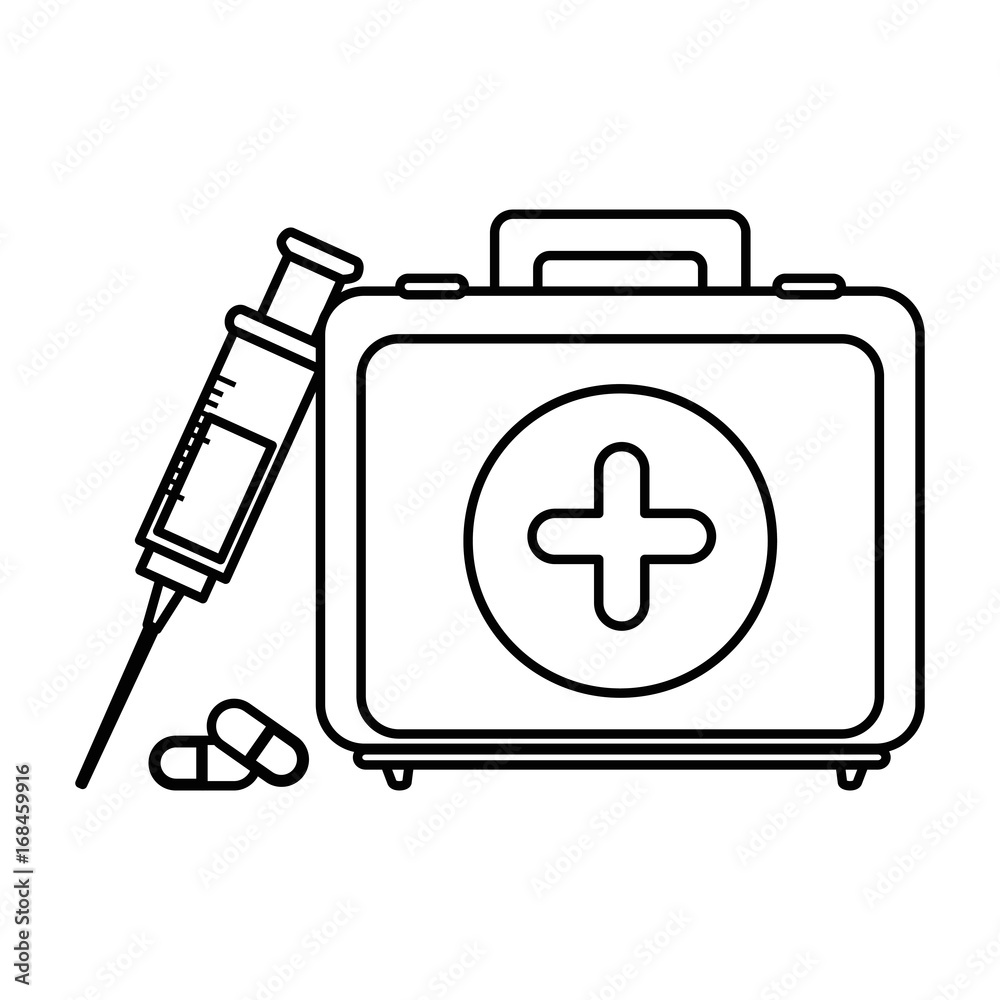 Obraz premium first aid kit icon over white background vector illustration