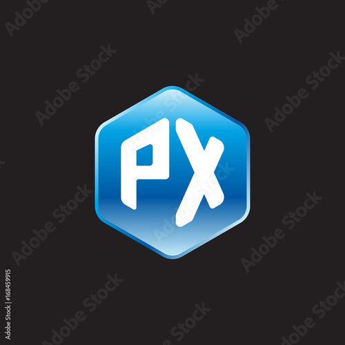 Free Download Initial letter PX, modern glossy hexagon logo, gradient blue color on black background	
 
 - GFXLoad