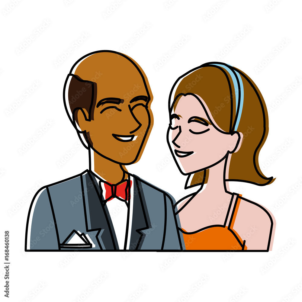 portrait wedding couple happy bride and groom together vector illustration portrait wedding couple happy bride and groom together vector illustration
