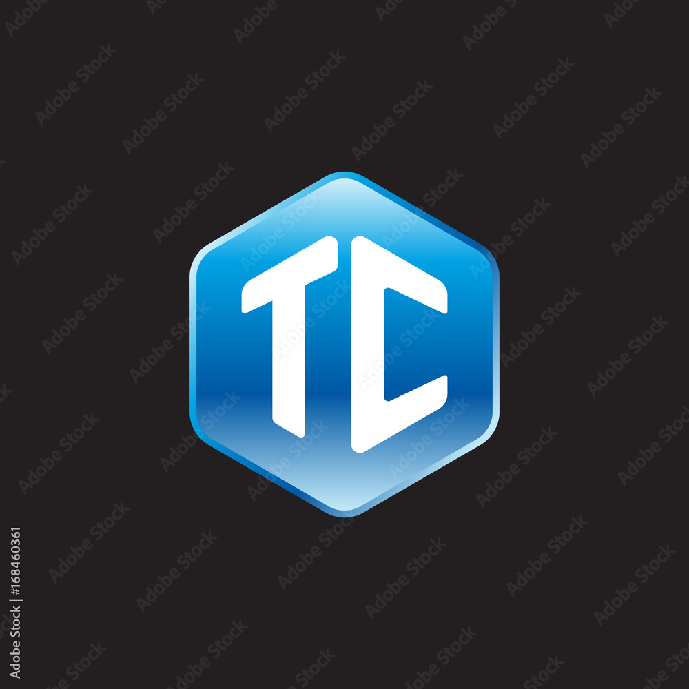 Initial letter TC, modern glossy hexagon logo, gradient blue color on black background
Initial letter TC, modern glossy hexagon logo, gradient blue color on black background