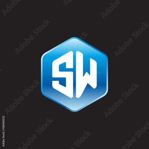 Free Download Initial letter SW, modern glossy hexagon logo, gradient blue color on black background	
 
 - GFXLoad