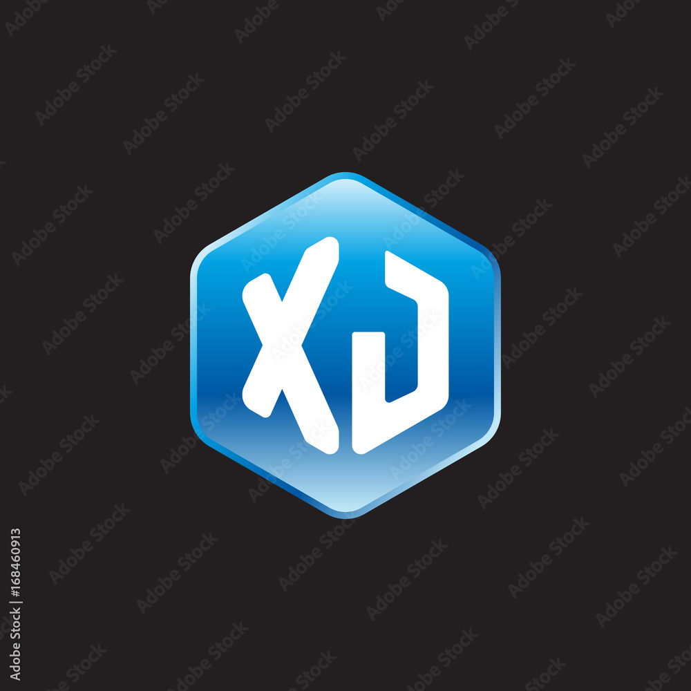 Initial letter XJ, modern glossy hexagon logo, gradient blue color on black background
Initial letter XJ, modern glossy hexagon logo, gradient blue color on black background
