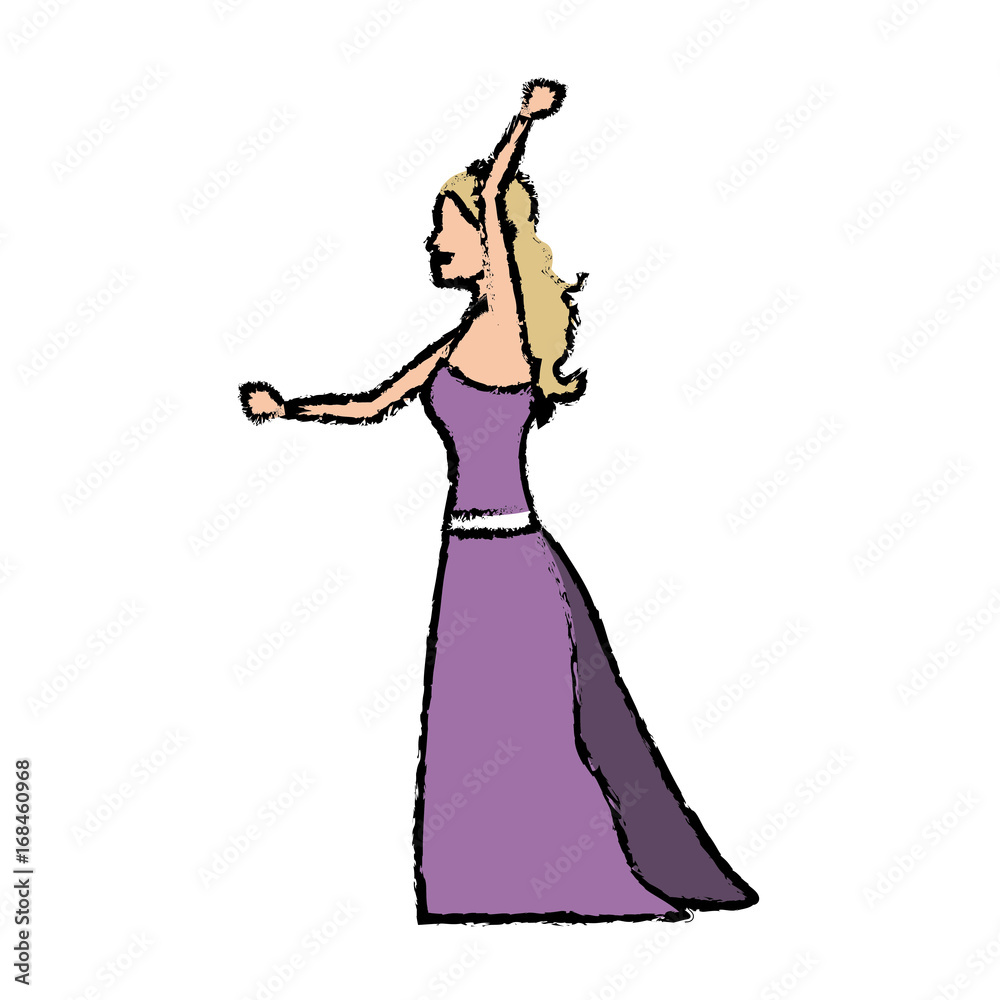 Fototapeta premium beautiful wedding bride in dress ceremony vector illustration