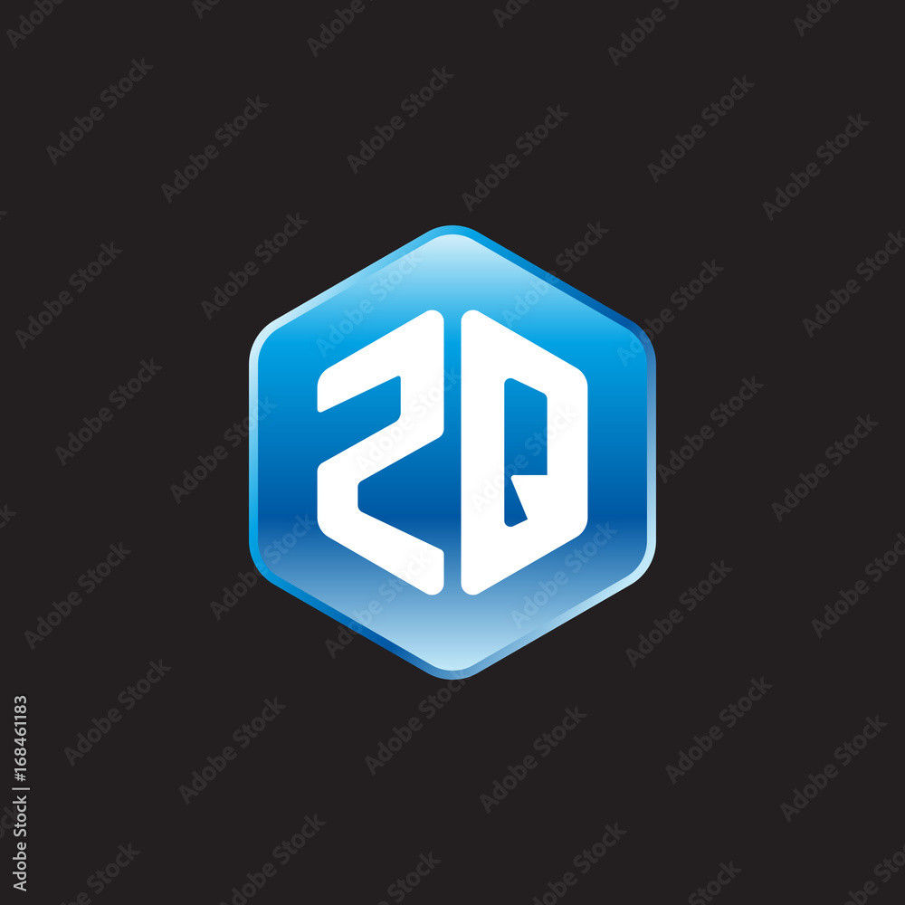 Initial letter ZQ, modern glossy hexagon logo, gradient blue color on black background
Initial letter ZQ, modern glossy hexagon logo, gradient blue color on black background