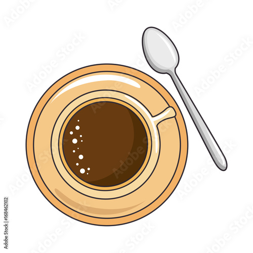 coffee mug and spoon icon over white background vector illustration
