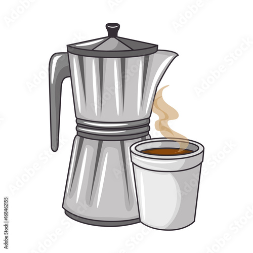 coffee mug and pot icon over white background vector illustration