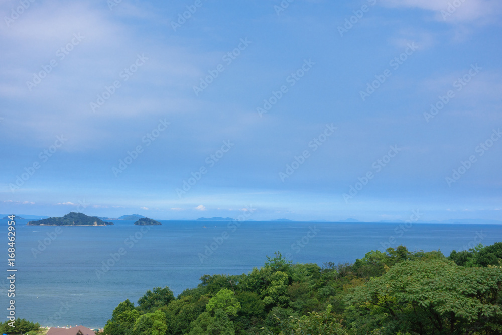 Setonaikai (Seto Inland) Sea and islands under blue sky at Saijo-city in Ehime, Japan Setonaikai (Seto Inland) Sea and islands under blue sky at Saijo-city in Ehime, Japan