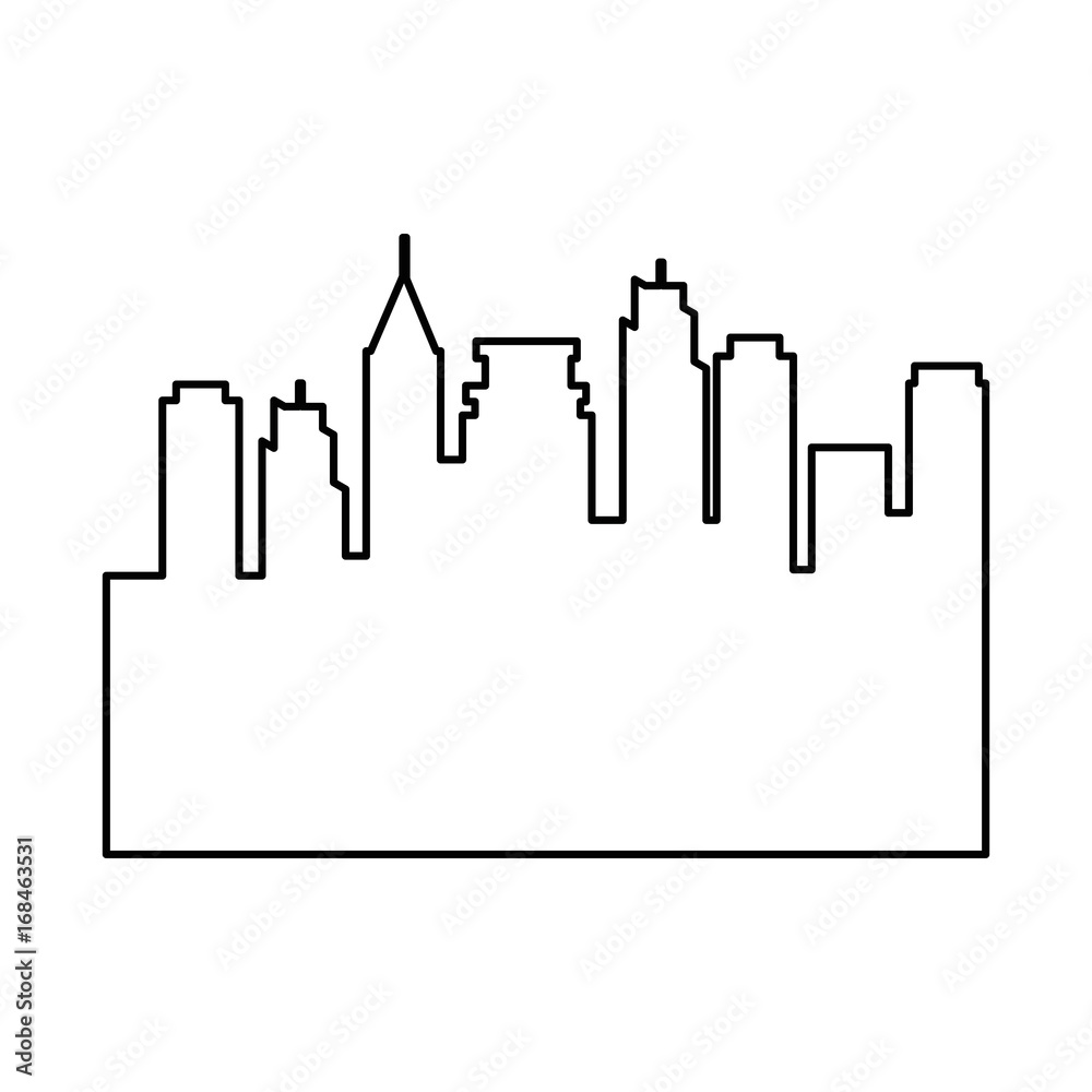 city buildings silhouette icon over white background vector illustration