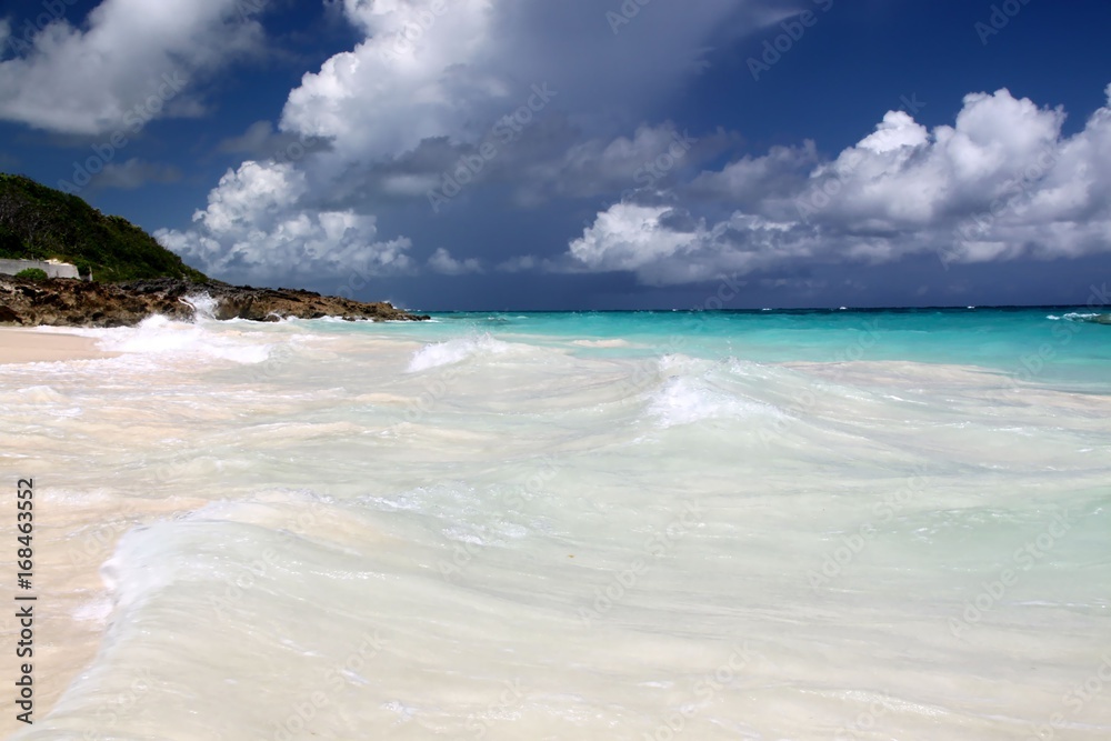 Amazing view on a white sand beach on Bermuda islands