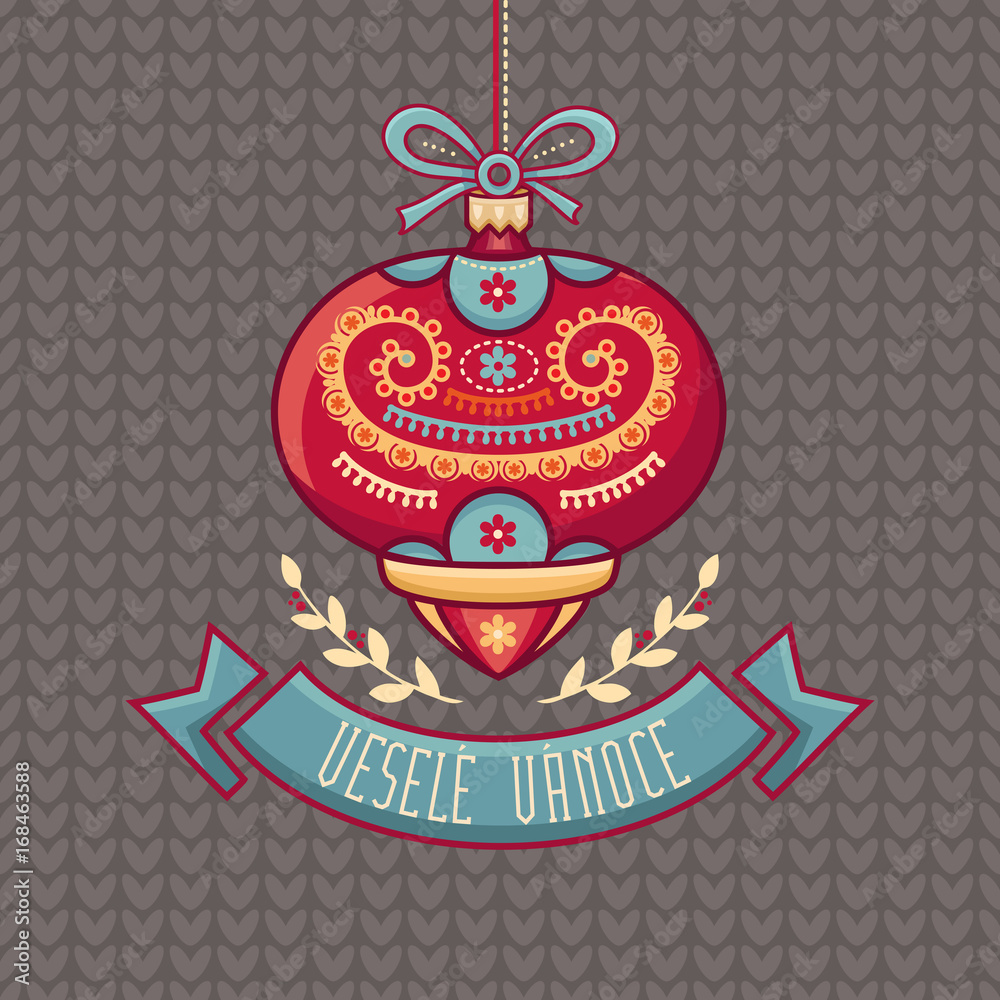 Naklejka premium Czech language. Vesele Vanoce. Christmas message. 