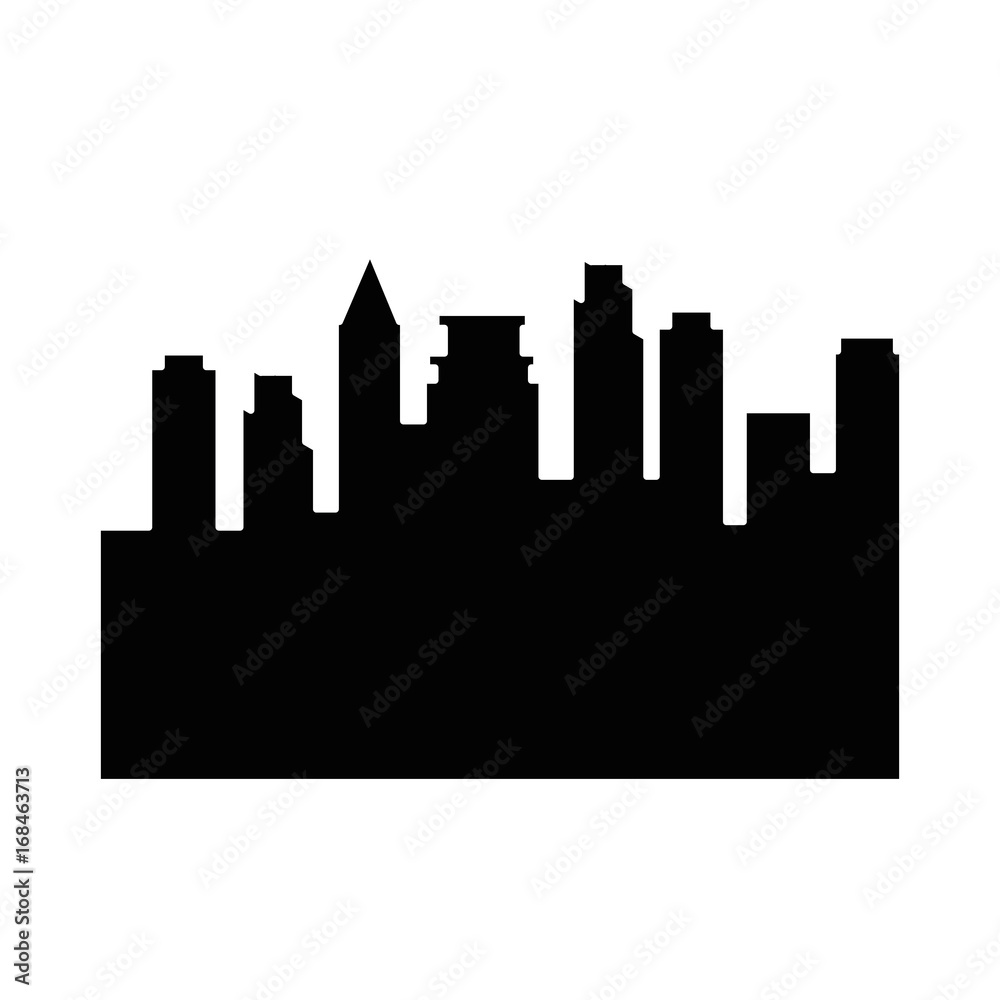 city buildings silhouette icon over white background vector illustration