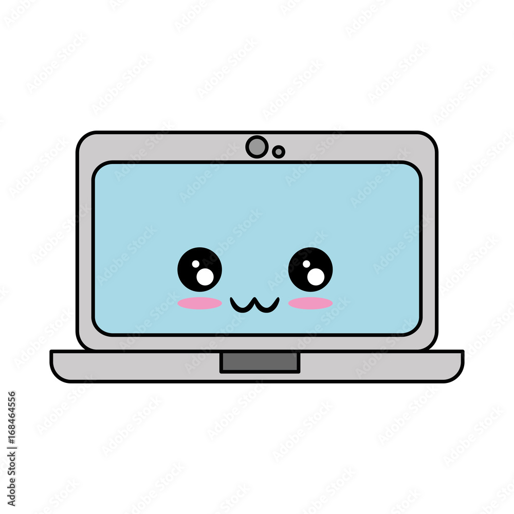 kawaii laptop computer icon over white background vector illustration kawaii laptop computer icon over white background vector illustration