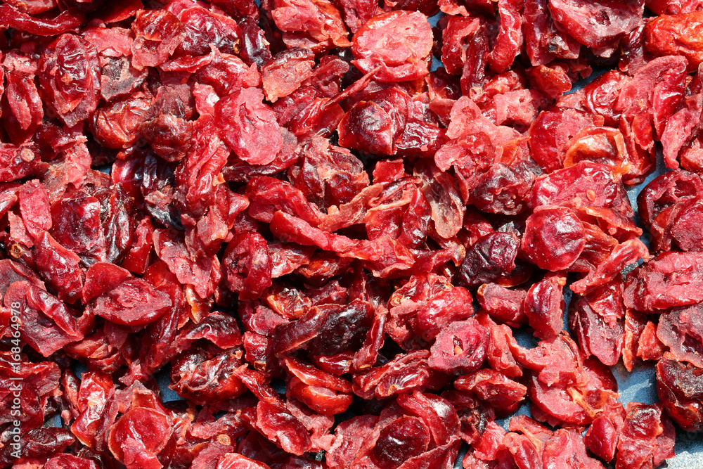 Red dehydrated Cranberries filling the frame Red dehydrated Cranberries filling the frame