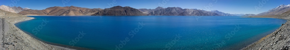 Panoramic shot of Pangong lake, Ladakh, India